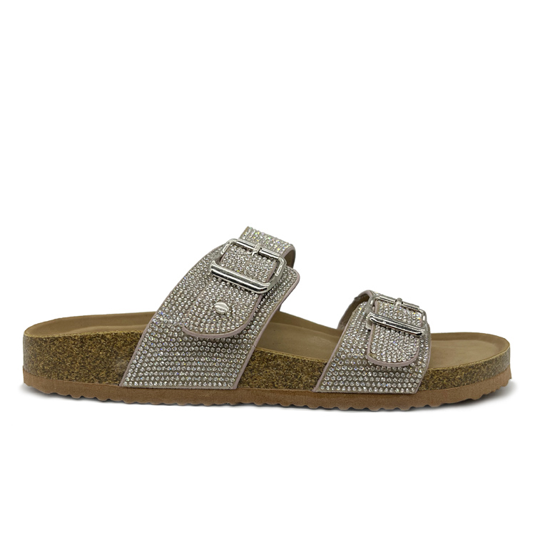 Mga Babaeng Summer Two Strap Diamond cork sandals
