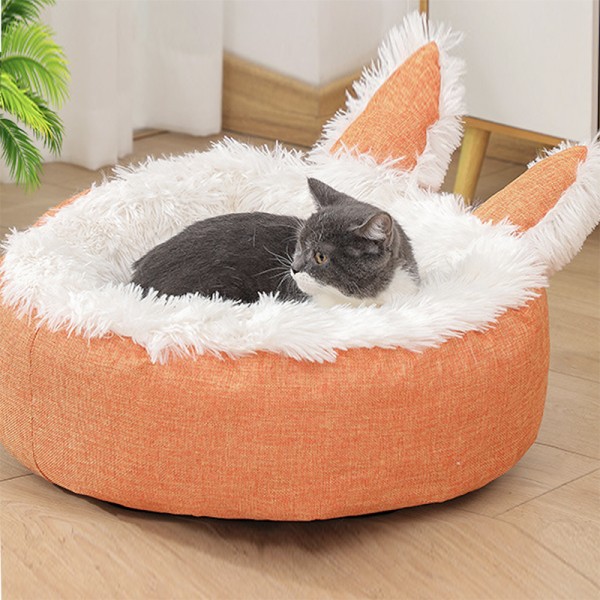 Supplies Cartoon Pattern Decorative Pet Bed with Knitted Soft Velvet Fabric for Small Lovely Pets