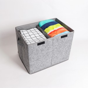 BSCI Filtmateriale Sammenfoldelig vasketøjskurv med bærehåndtag og låg, grå