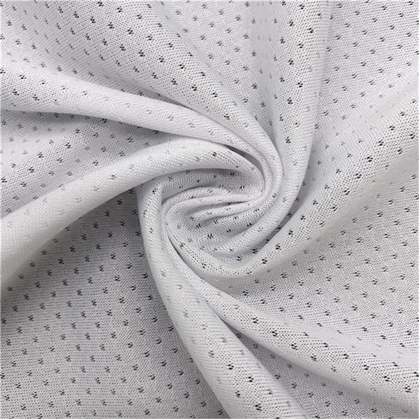 Ademend polyester breide weft jacquard mesh stof foar sportklean
