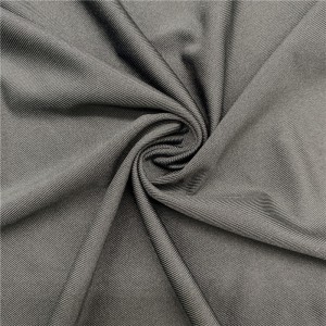 Polyester spandex elastig ymestyn ffabrig crys sengl lycra ar gyfer dilledyn