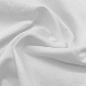 60% Polyester 40% ຝ້າຍ jersey ສີຂາວ knit fabric ສໍາລັບກິລາ