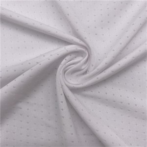 Inokurumidza-kuomesa jacquard yakatambanudza mesh jira 92% polyester 8% spandex yema t-shirts