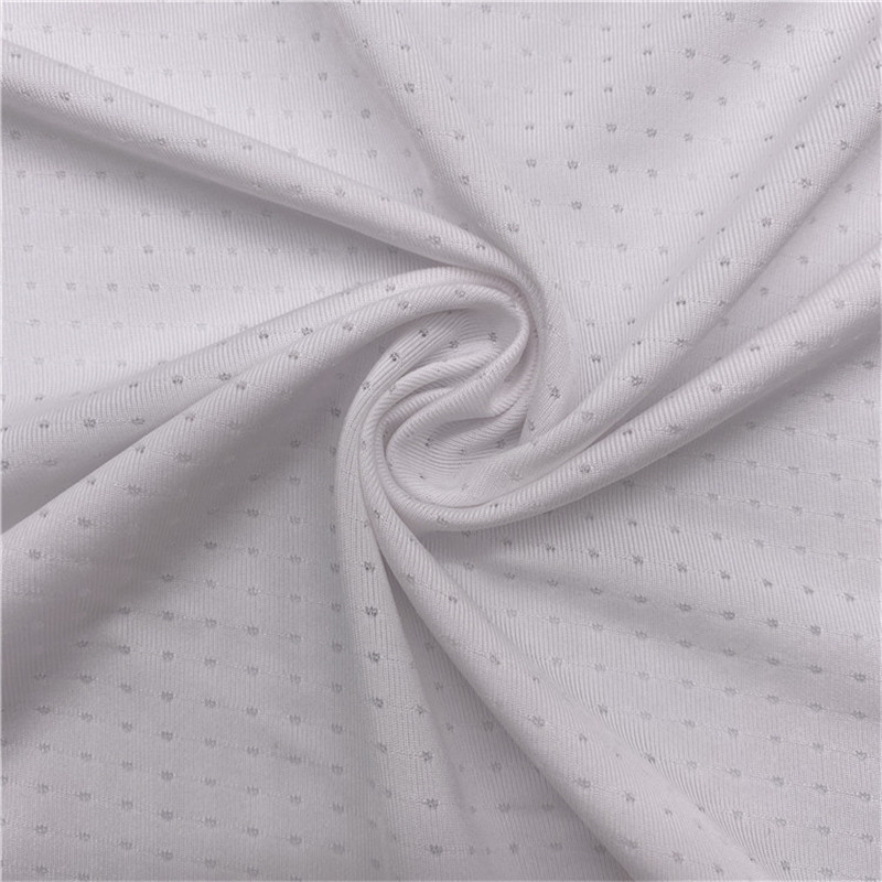 ក្រណាត់សំណាញ់ jacquard ស្ងួតរហ័ស 92% polyester 8% spandex សម្រាប់អាវយឺត រូបភាពពិសេស