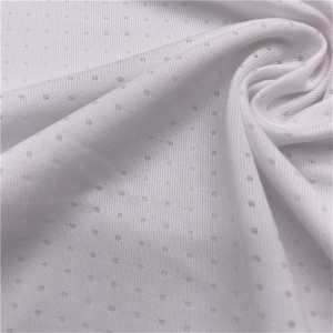 ក្រណាត់សំណាញ់ jacquard ស្ងួតរហ័ស 92% polyester 8% spandex សម្រាប់អាវយឺត