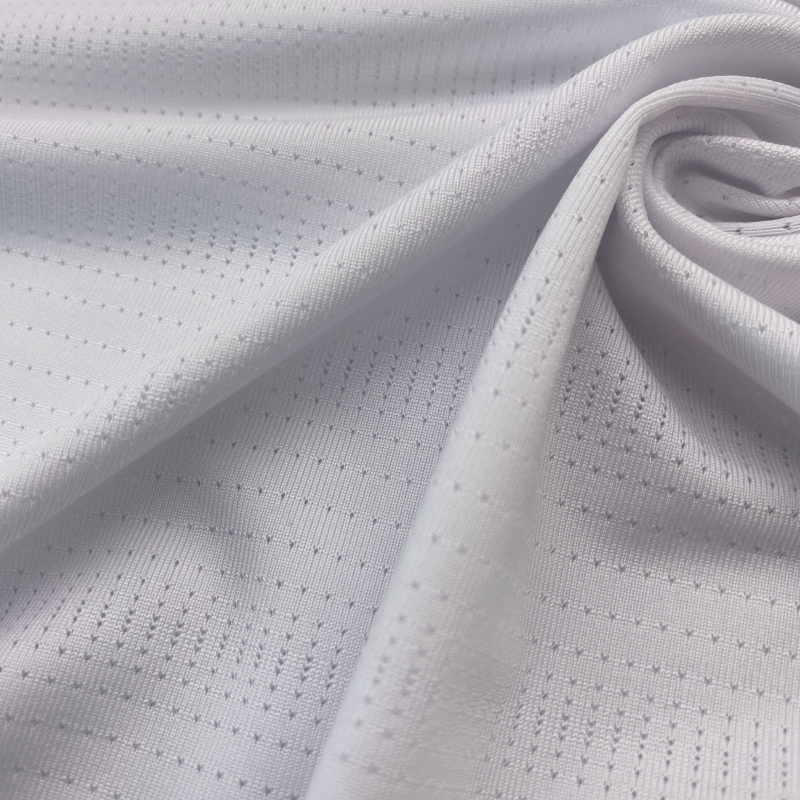 Polyesterová spandexová žakárová pletená sieťovina suchého strihu na tričká