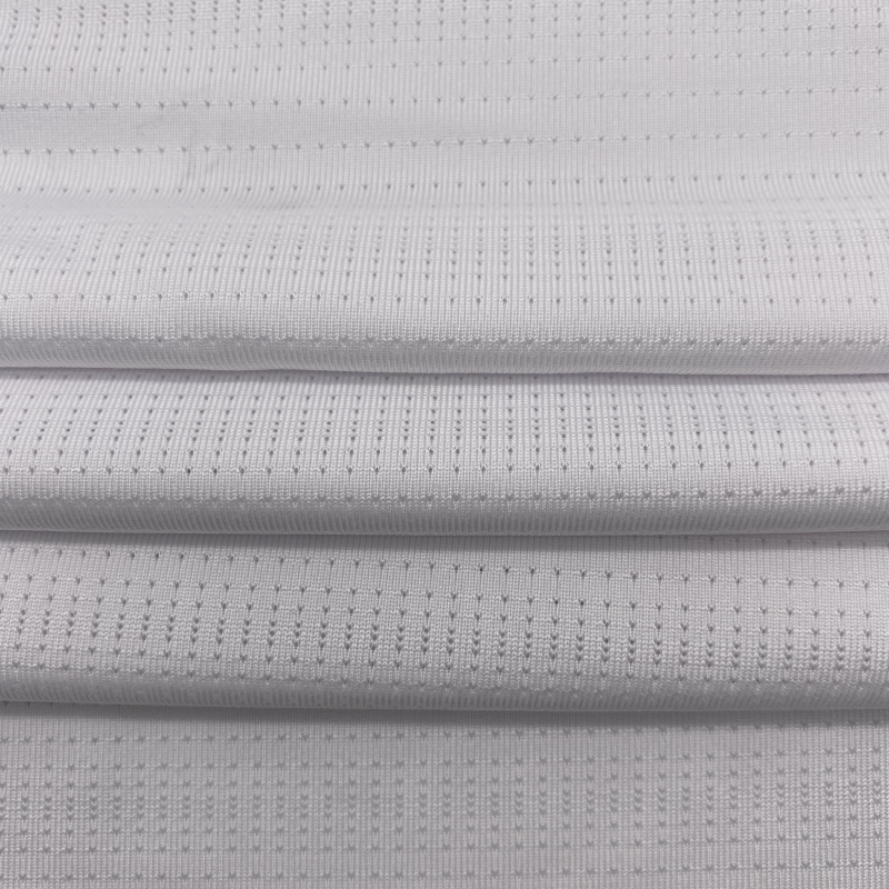 Polyester spandex jacquard strikket tørr passform mesh stoff for t-skjorter