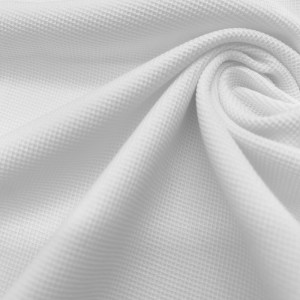 100% polyester hvid pique strikket stof til beklædningsgenstand