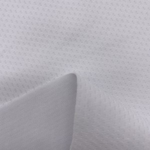 Polyester spandex breathable jacquard interlock knit npuag rau sportswear