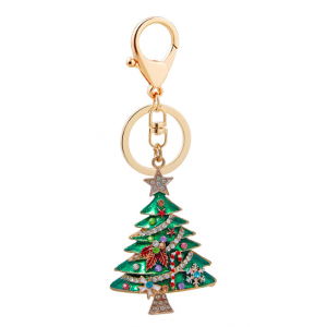 Christmas Tree Metal Rhinestone Keychain Luxury