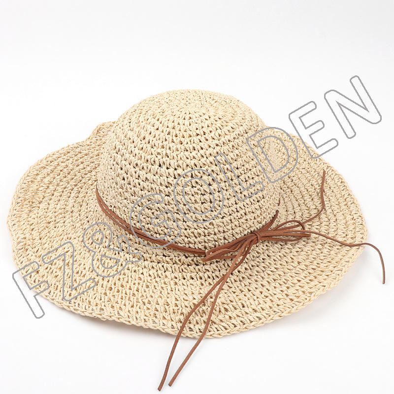Women's Sun Wide Brim UPF 50+ Summer Straw Beach Bucket Hat