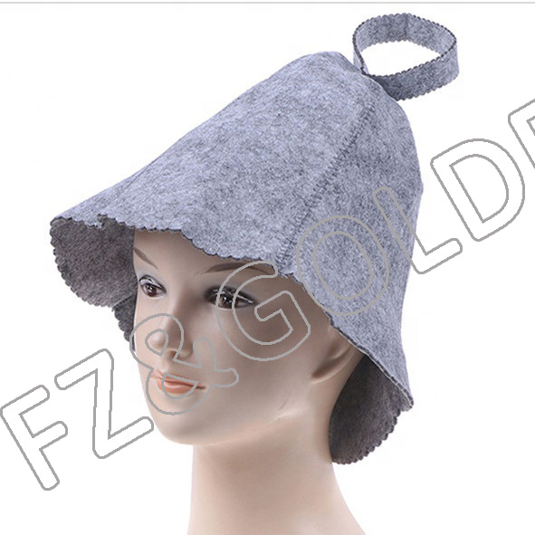 Unisex Rusia Banya Hut Helmet Style Hung Loop Head Protection White Women Wool Sauna Hat