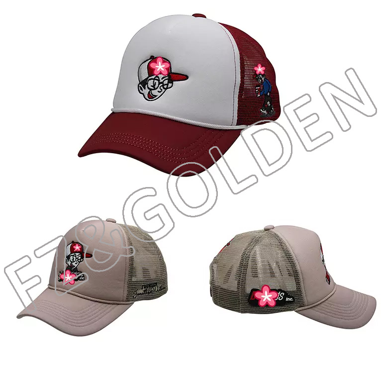 ផលិត 5 បន្ទះ ប៉ាក់ផ្ទាល់ខ្លួន ក្រណាត់ស្នោ មួក trucker hat