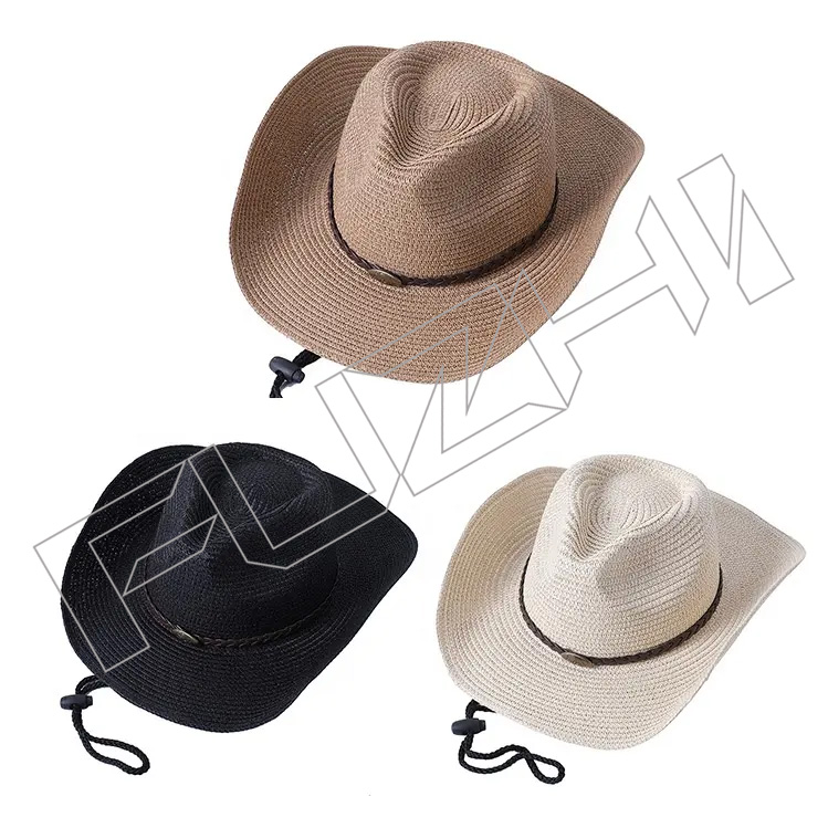 Sombrero de vaquero de palla de ala ancha de ala ancha con sombreros de ala moldeable de Texas para hombre
