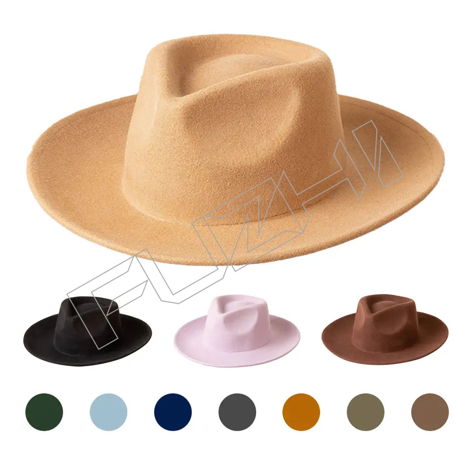 Оптові жіночі жіночі осінні капелюхи для дорослих Shinehats OEM Chapeau Femme Laine Fashion Stiff Flat Top Round Black жіночі вовняні широкі поля
