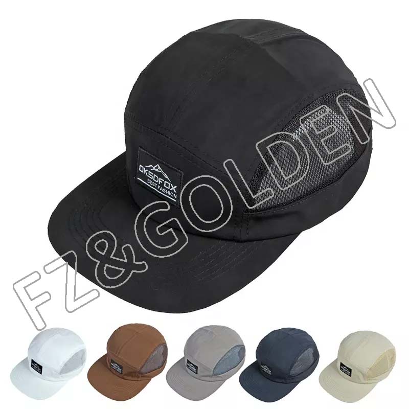 Wholesale Custom Logo 5 Panel Flat Bill Mesh SnapBack Sports Gorras Luxury Polyester Trucker Hat Hip Hop Snap back Cap