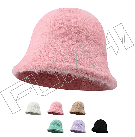 ການອອກແບບແຟຊັ່ນສ່ວນບຸກຄົນ custom furry winter fur fuzzy bucket hat for women