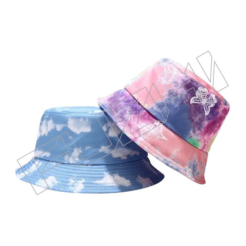 Moda Tasarımcısı Baskılı Özel Logo polyester yaz koruma baskılı kova şapka
