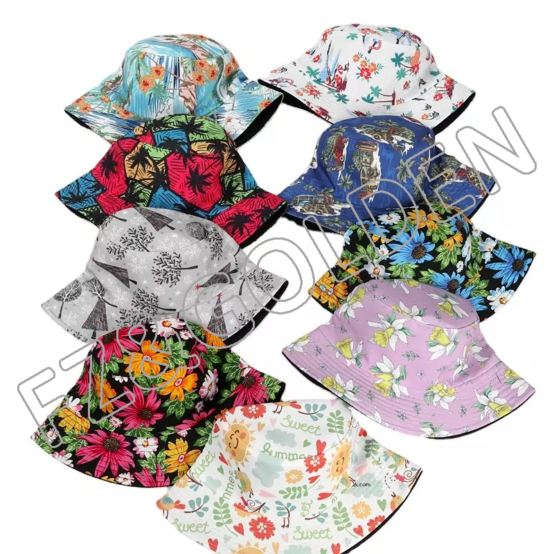 ຂາຍສົ່ງໂລໂກ້ Custom All Over Printing tie dye Women Beach Bell Gorras Summer Fisherman Quick Dry Fit Sun Cap bucket hat