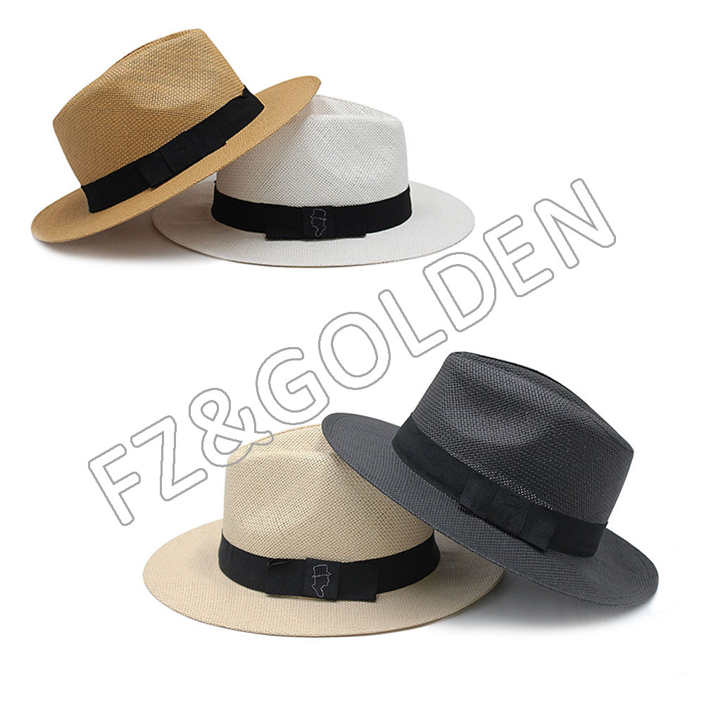 Amazon gorąco sprzedaży panama niestandardowe unisex męskie luzem słomiane kapelusze kowbojskie
