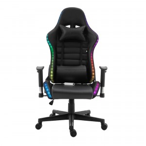 Niaj hnub nimno Lag luam wholesale Tawv Reclining Gamer Lub Rooj Zaum LED Lub Teeb Bar Racer RGB Gaming Chair