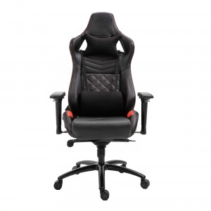 Cómoda cadeira de xogos de carreiras de coiro axustable para PC