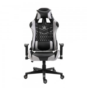 Сучасне офісне ігрове крісло з регульованим підлокітником із штучної шкіри з високою спинкою