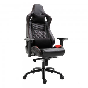 Vairumtirdzniecība Ergonomisks melns ādas grozāms datorspēļu krēsls ar augstu muguru