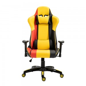 Datora biroja sacīkšu dators nolaižams ādas Silla Gamer melns dzeltens spēļu krēsls