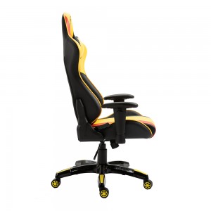 PC irodai versenyszámítógép fekvő bőr Silla Gamer fekete sárga játékszék