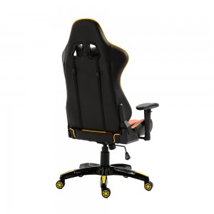 Pc Office Racing Υπολογιστή Ανακλινόμενη Δερμάτινη Silla Gamer Μαύρη Κίτρινη Καρέκλα Gaming
