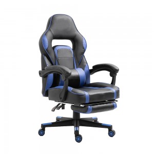 Profesjonalny fotel biurowy ze skóry pu do gier komputerowych z podnóżkiem