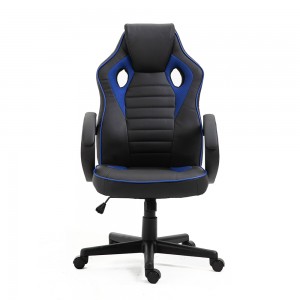 Евтин офис стол с висока облегалка от изкуствена кожа Геймърски регулируем подлакътник Състезателен стол за игри