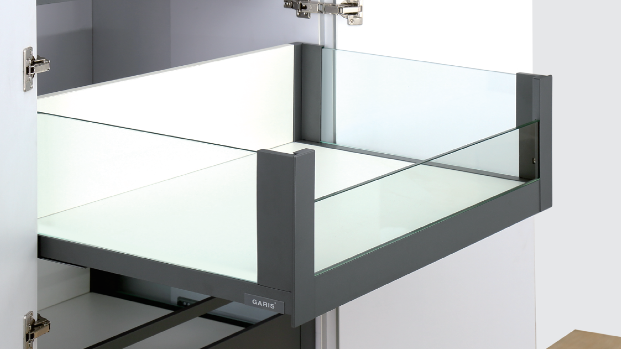 รางลิ้นชักกล่อง MINI – BL Slim Glass Tandem