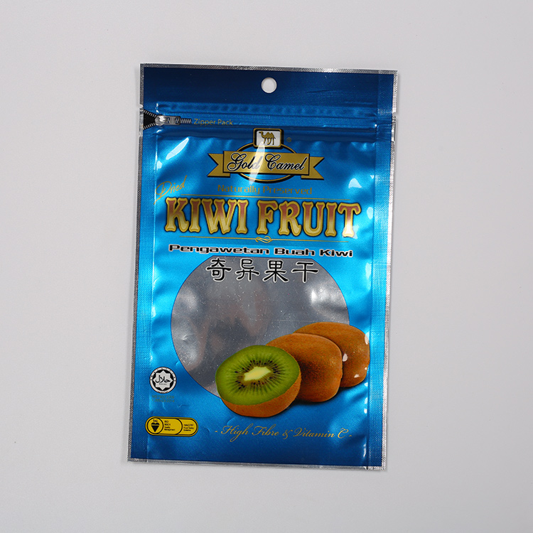 Borsa con cerniera in film laminato metallico combinato trasparente in plastica per il confezionamento di kiwi / frutta secca