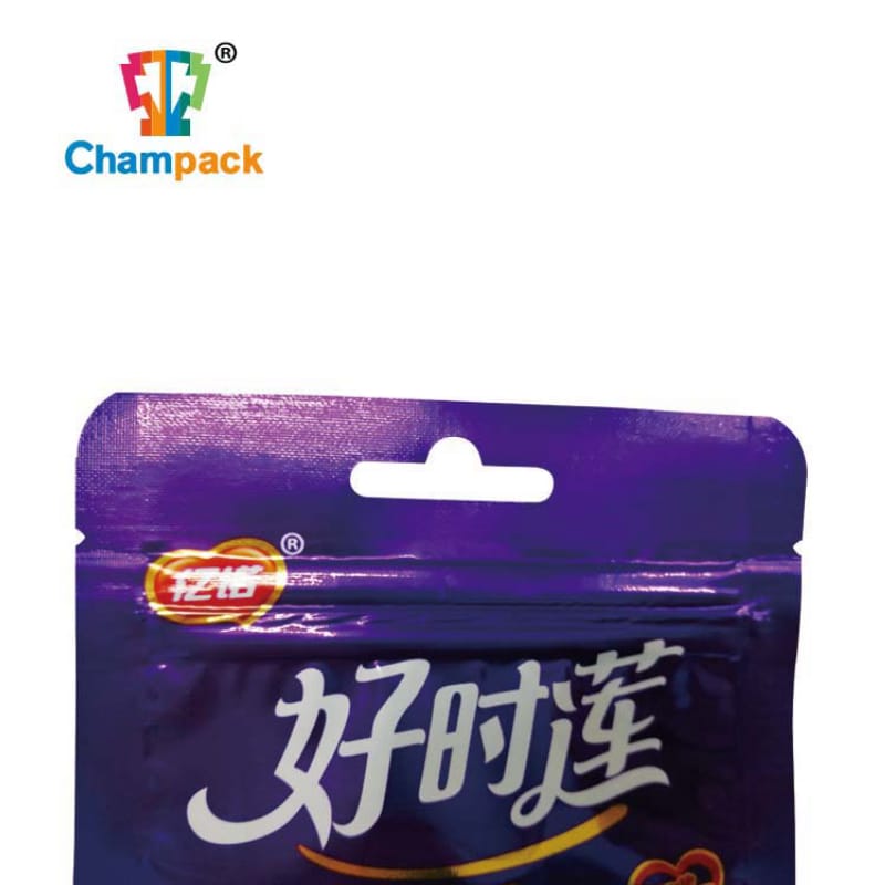 Metallisk emballagepose med tre sider med lynlås til chokolade