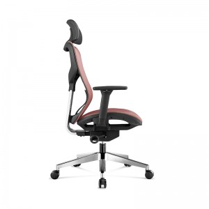 Cadeira de oficina executiva ergonómica con reposacabezas axustable con soporte lumbar elástico en forma de "cola de balea".