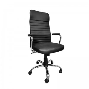 High Back Adjustable Swivel Ergonomic Executive Office Chair with Chrome Arms, Black