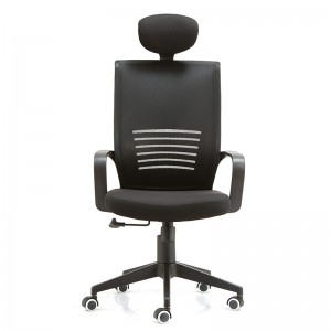 Висок грб Добра едноставна тркалачка канцелариска столица со потпирач за глава