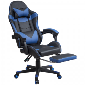 Eyona Ofisi eCheap Blue and Black Reclining Gaming Chair nge Footrest