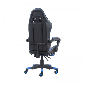 Καλύτερη φτηνή Γραφείο Μπλε και Μαύρη ξαπλωμένη καρέκλα παιχνιδιού με υποπόδιο