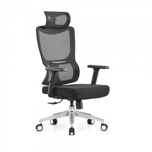 Ergonomiczne, nowoczesne krzesło biurowe z wysokim oparciem i zagłówkiem