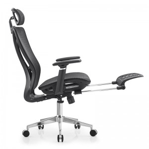 Na novo prispeli kitajski moderen nastavljiv ergonomski pisarniški stol iz črne mrežaste tkanine z oporo za noge