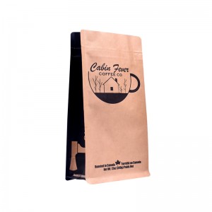 कस्टम मुद्रित कम्पोस्टेबल बायोडिग्रेडेबल फ्लैट बॉटम कॉफी/कॉफी बीन पैकिंग बैग वाल्व के साथ कॉफी बैग