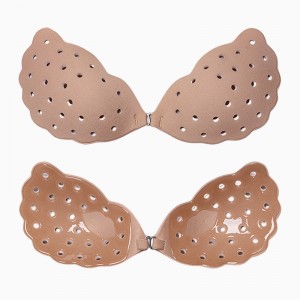 PLUS SIZE BREATHABLE HOLE INVISIBLE GATHERING STRAPLESS ADHESIVE BRA
