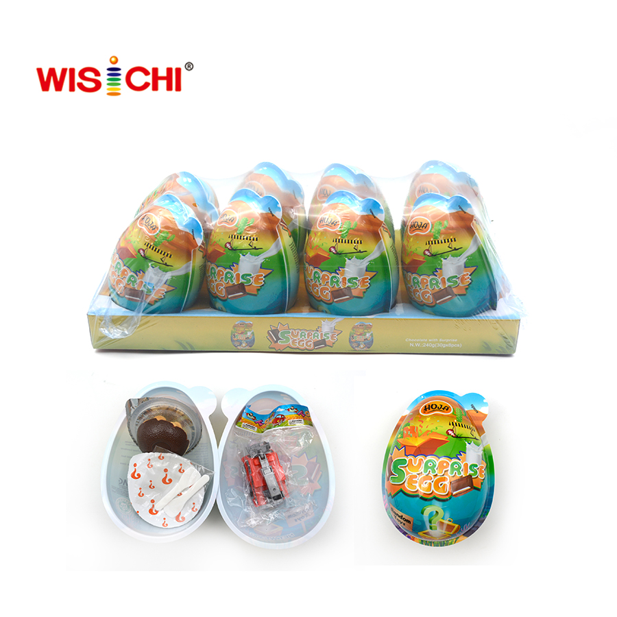 30g Plastic Egg with chocolate biscuits & toy