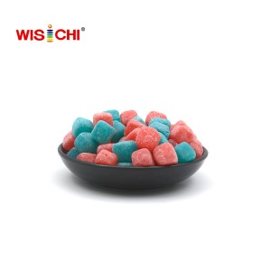 Permen gummy kenyal berbentuk kubus mini dengan lapisan gula
