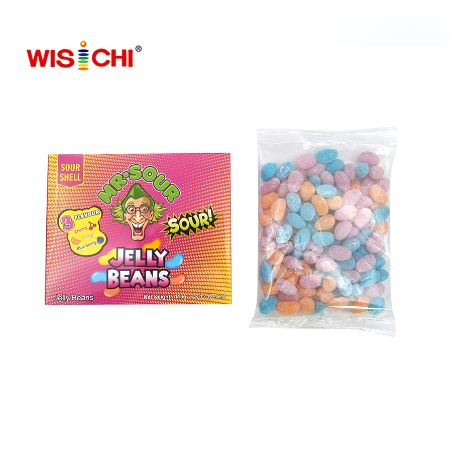 Assorted colors sour flavor jelly bean candy