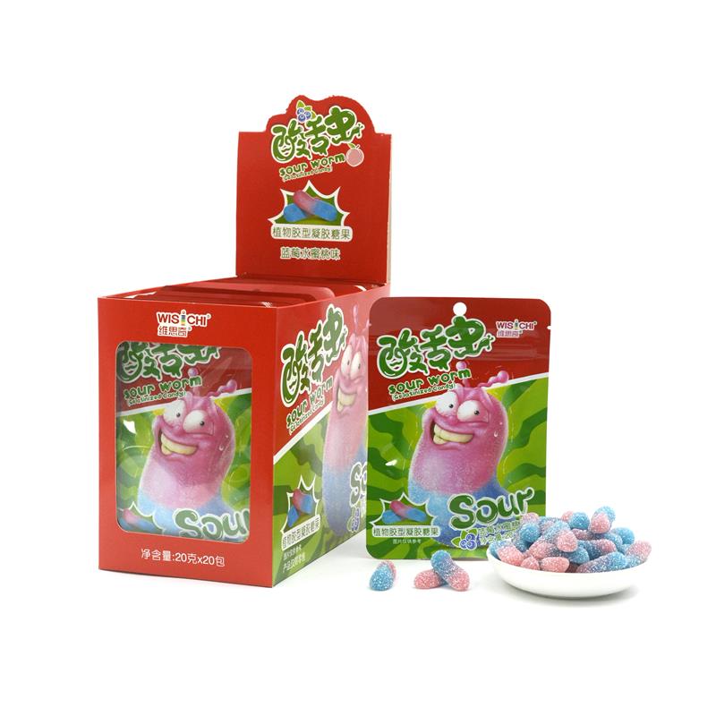 20g Sour Worms pectin soft candy