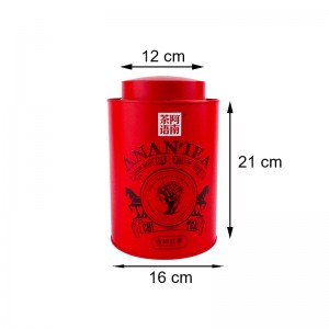 Round Red Food Storage Tea Tin Can TTC-001